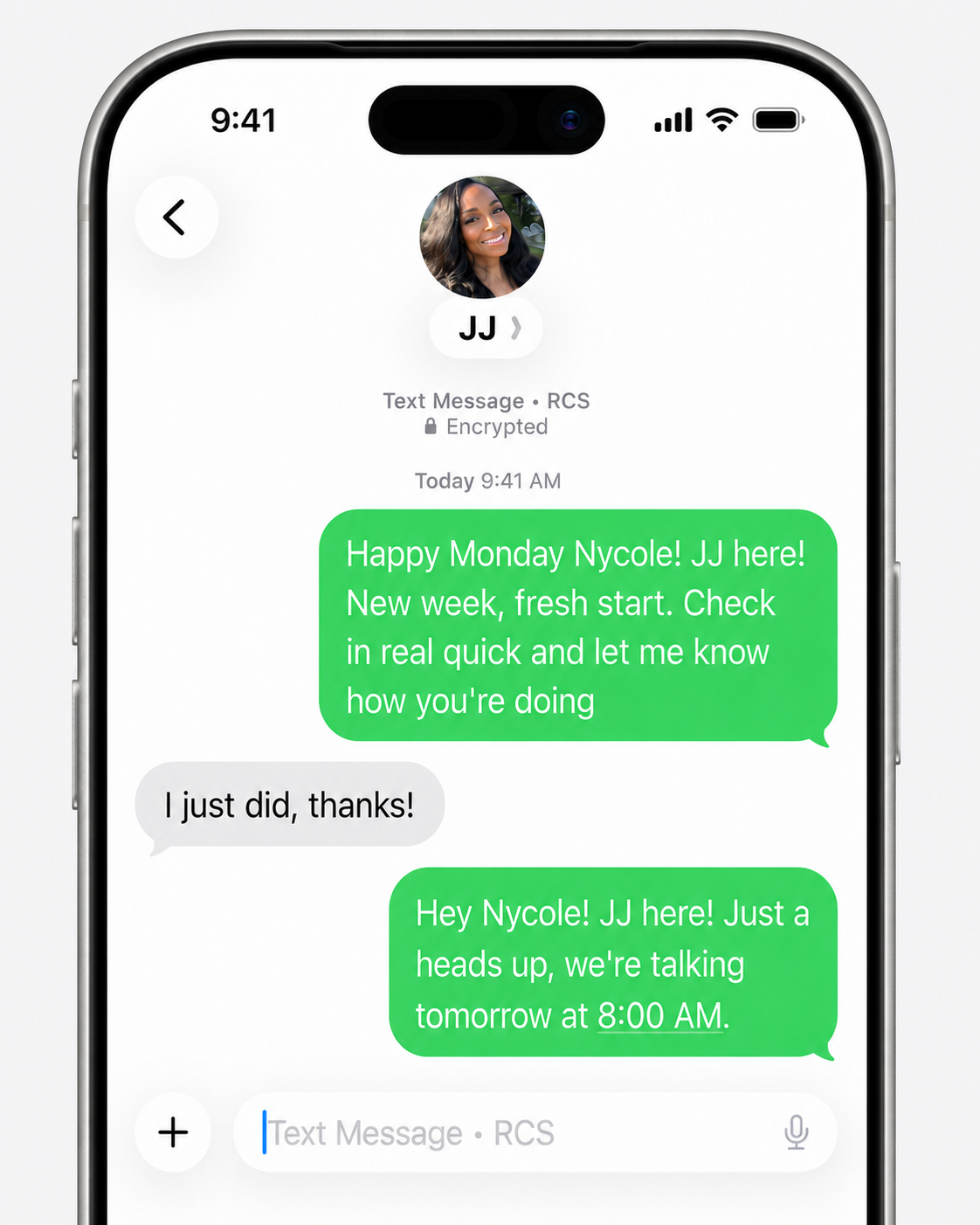 A text every morning.