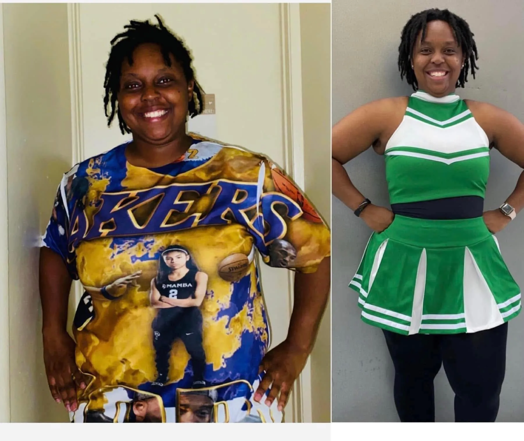 A woman's before and after transformation